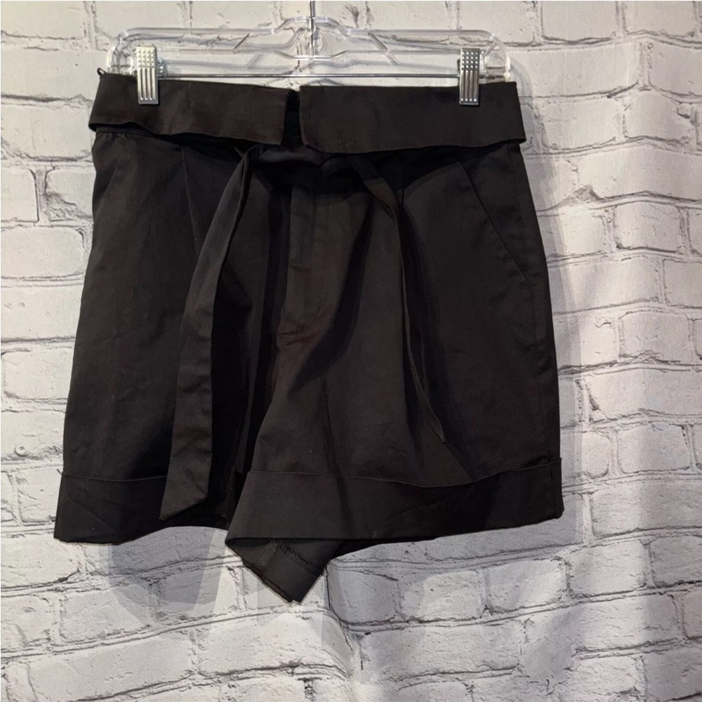 Zara Black High Waist Elegant Belted Big Pockets Paper Bag Shorts Women’s Sz M